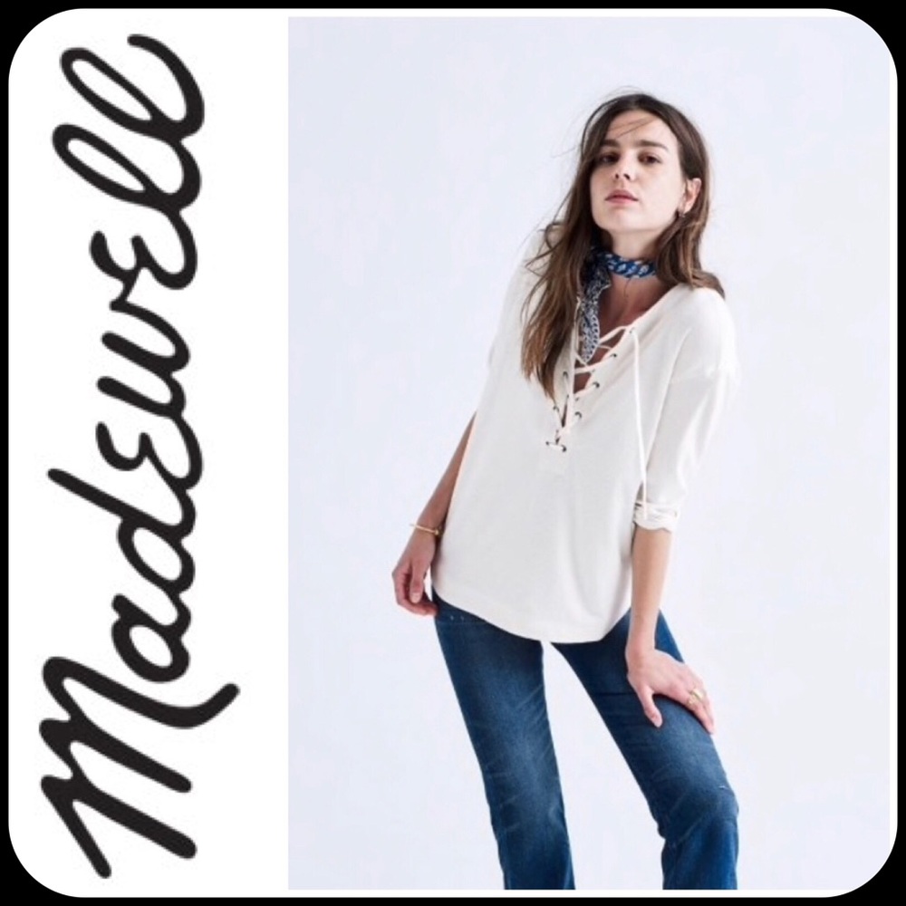 SOLD Madewell Libra Lace-up Long Sleeve Shirt - Picture 1 of 6